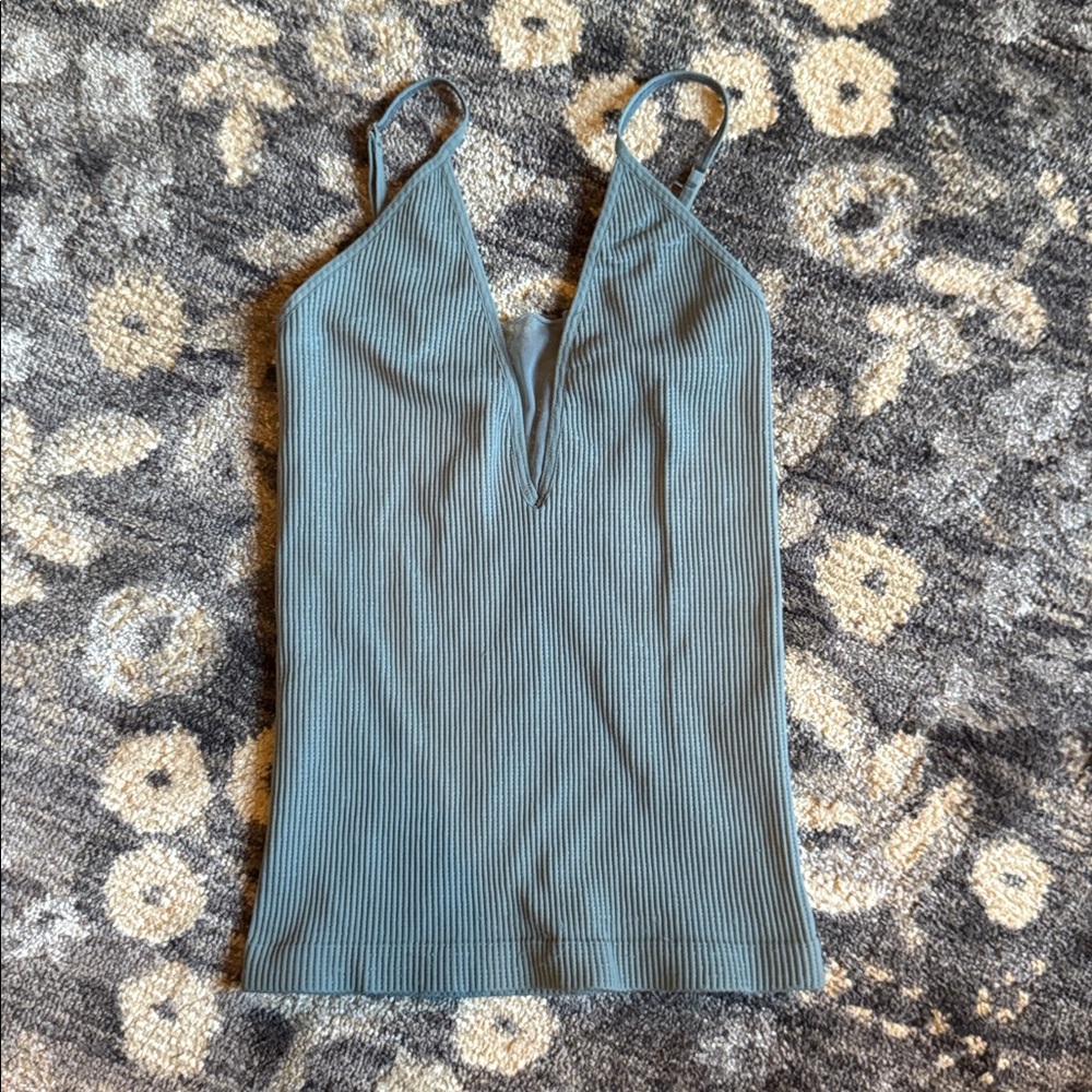 Intimately Free People Teal Ribbed Sleeveless Top
